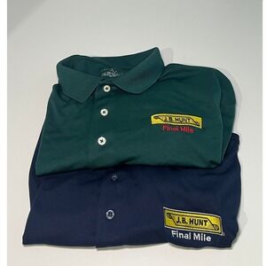 Lot of 2 JB Hunt Final Mile Performance Polo Mens XL Navy Green Core365 Trucking